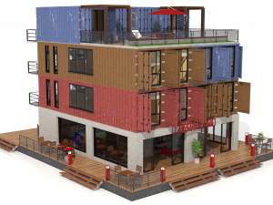 container residential apartment building Modèle 3D