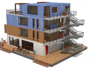 container residential apartment building 3D Model