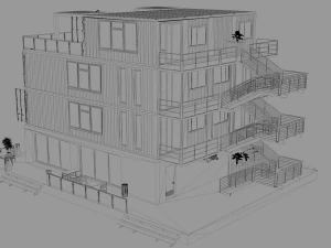container residential apartment building 3D Model