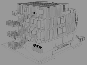 container residential apartment building 3D Model