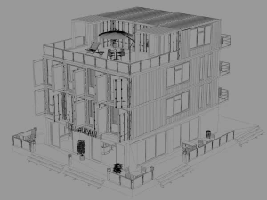 container residential apartment building 3D Model