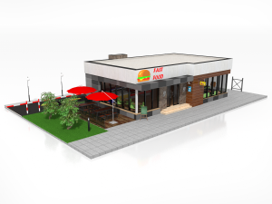 drive thru fast food restaurant 3D Model