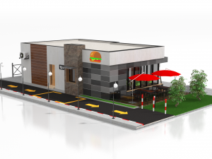 drive thru fast food restaurant 3D मॉडल