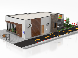 drive thru fast food restaurant 3D मॉडल