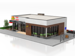 drive thru fast food restaurant 3D मॉडल