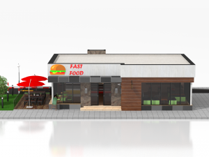 drive thru fast food restaurant 3D मॉडल