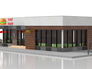 drive thru fast food restaurant 3D मॉडल