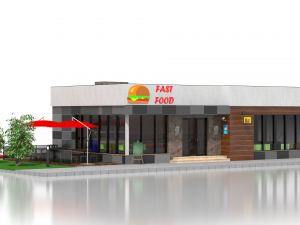drive thru fast food restaurant 3D मॉडल
