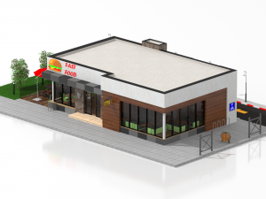 drive thru fast food restaurant 3D मॉडल