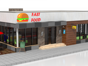 drive thru fast food restaurant 3D मॉडल