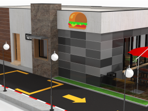 drive thru fast food restaurant 3D मॉडल