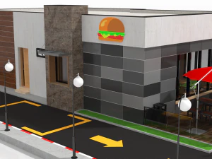 drive thru fast food restaurant 3D Model