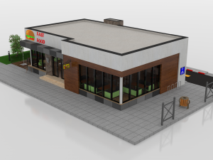 drive thru fast food restaurant 3D मॉडल