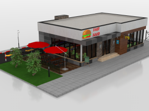 drive thru fast food restaurant 3D मॉडल