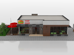 drive thru fast food restaurant 3D मॉडल