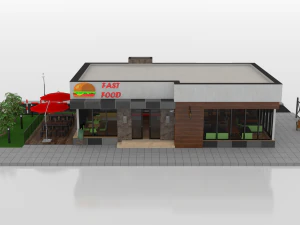 drive thru fast food restaurant 3D Model