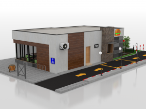 drive thru fast food restaurant 3D मॉडल