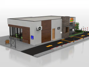 drive thru fast food restaurant 3D Model