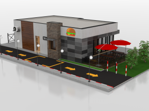 drive thru fast food restaurant 3D मॉडल