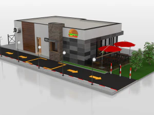 drive thru fast food restaurant 3D Model