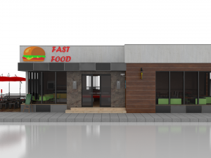 drive thru fast food restaurant 3D मॉडल