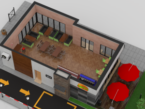 drive thru fast food restaurant 3D मॉडल