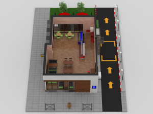 drive thru fast food restaurant 3D मॉडल