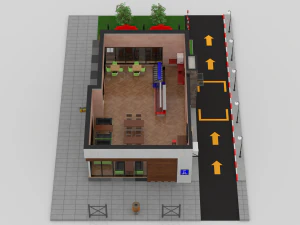 drive thru fast food restaurant 3D Model