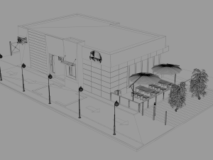 drive thru fast food restaurant 3D मॉडल