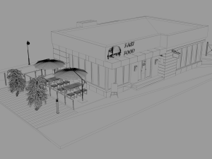 drive thru fast food restaurant 3D मॉडल