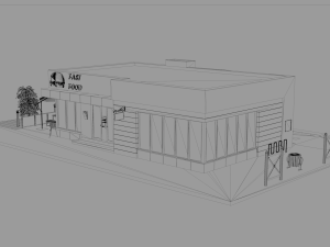 drive thru fast food restaurant 3D मॉडल