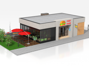drive-thru fast food restaurant 2 3D Model