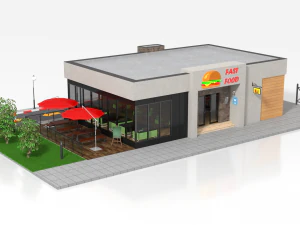 drive-thru fast food restaurant 2 3D Model