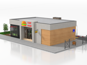 drive-thru fast food restaurant 2 3D Model
