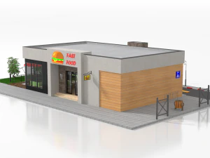 drive-thru fast food restaurant 2 3D Model