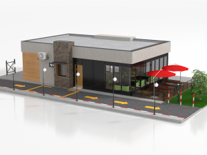drive-thru fast food restaurant 2 3D Model