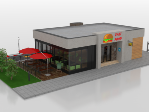 drive-thru fast food restaurant 2 3D Model