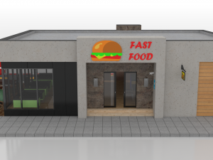 drive-thru fast food restaurant 2 3D Model