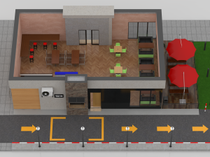 drive-thru fast food restaurant 2 3D Model
