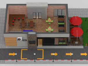 drive-thru fast food restaurant 2 3D Model