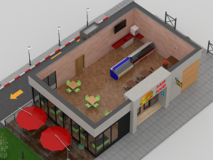 drive-thru fast food restaurant 2 3D Model