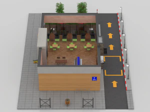 drive-thru fast food restaurant 2 3D Model