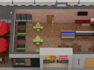 drive-thru fast food restaurant 2 3D Model
