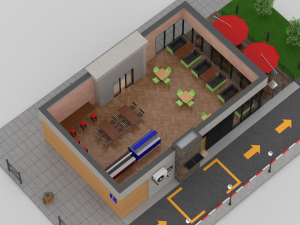 drive-thru fast food restaurant 2 3D Model