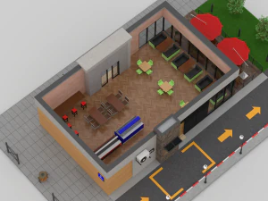 drive-thru fast food restaurant 2 3D Model