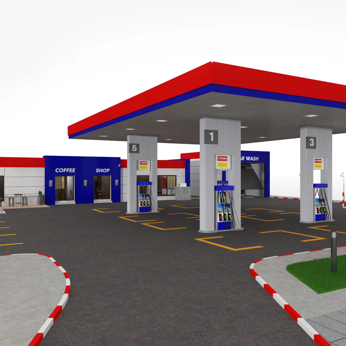 gas station 3D Model .c4d .max .obj .3ds .fbx .stl .blend 