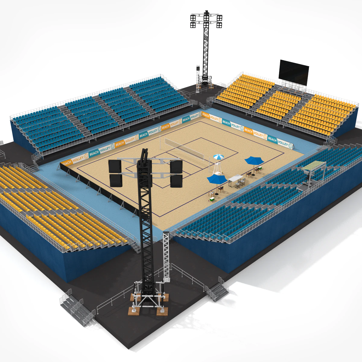 beach volleyball stadium 3D Model .c4d .max .obj .3ds .fbx .stl .blend