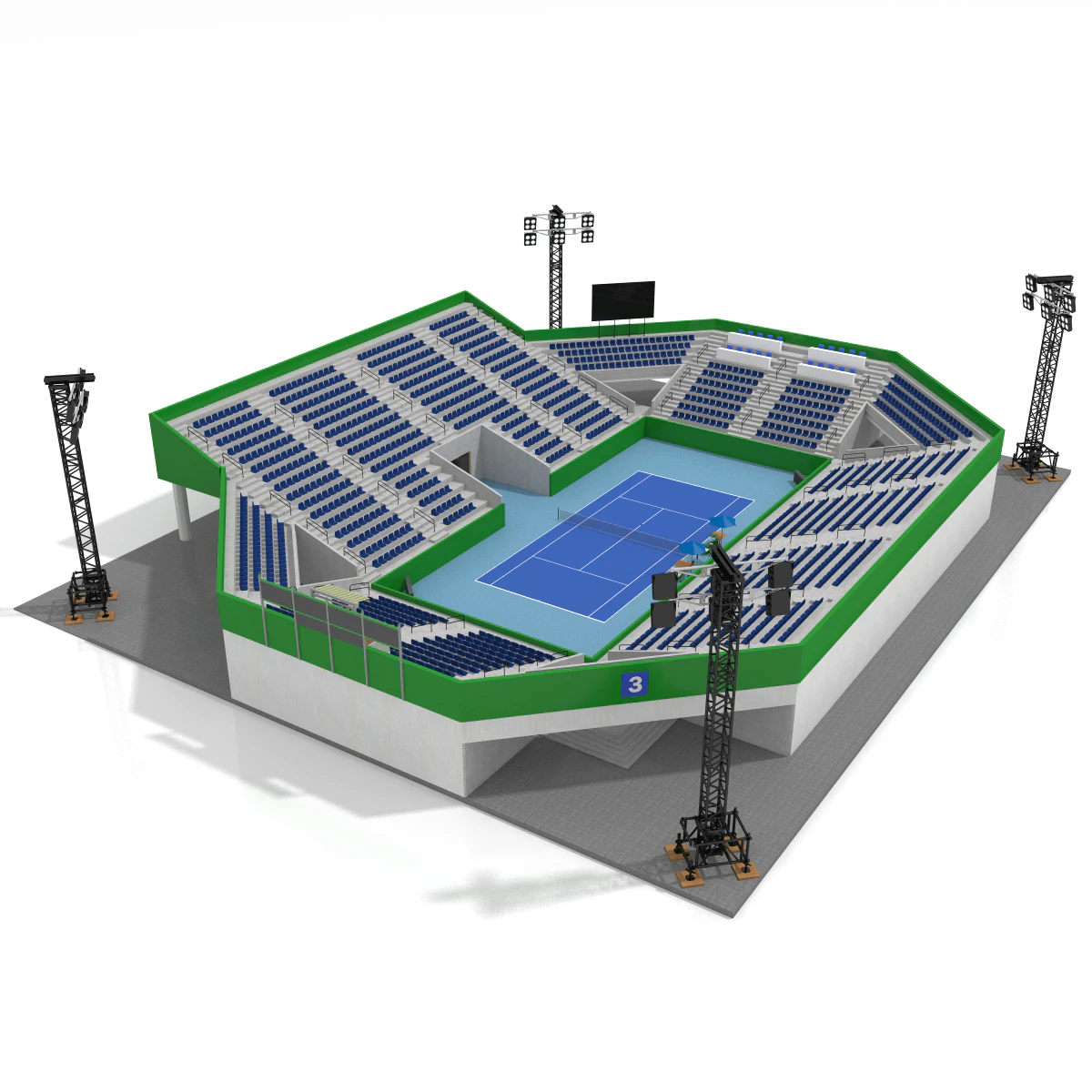 beach volleyball stadium 3D Model .c4d .max .obj .3ds .fbx .stl .blend 