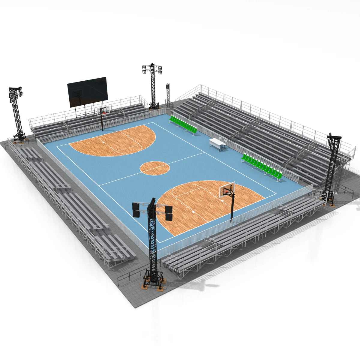 outdoor basketball stadium 3D Model .c4d .max .obj .3ds .fbx .stl .blend 