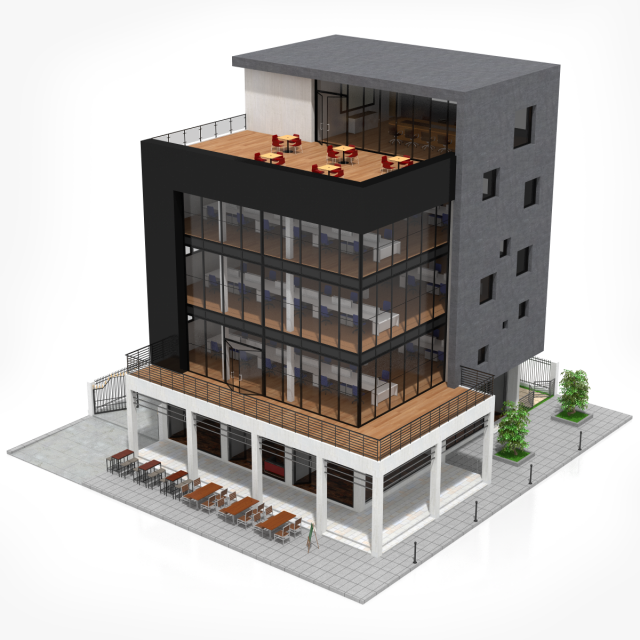 office building 2 3D Модель .c4d .max .obj .3ds .fbx .stl .blend 